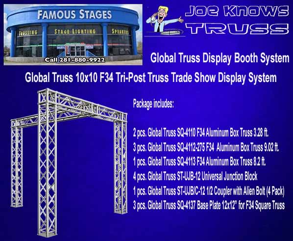 Stage Trussing Project: Global Truss 10x10 F34 Tri-Post Truss Trade Show Display System 