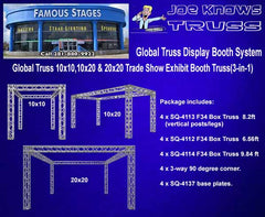 Global Truss 10x10, 10x20, & 20x20 Modular Trade Show Exhibit Booth (3 in 1)