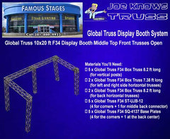 Global Truss F34 10x20 ft Trade Show Booth – Middle Front Top Trusses Open Materials List