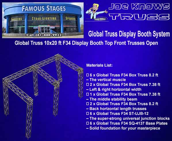 Global Truss F34 10x20 ft Trade Show Booth – Front Top Open Materials List