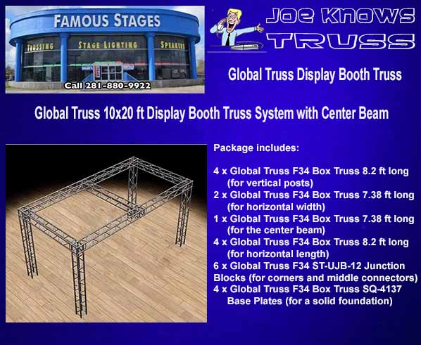 Global Truss 10' X 20' Display Booth Truss System with Center Beam Products List