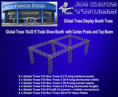 Global Truss F34 10x20 ft Trade Show Booth with Center Posts and Top Beam - materials list