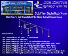 Global Truss F34 10x32 ft Back Wall with 10x9 ft Center Booth with Rounded Corners Package List