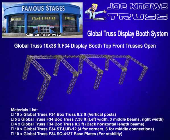 Global Truss F34 10x38 ft Trade Show Booth – Front Top Trusses Open Materials List