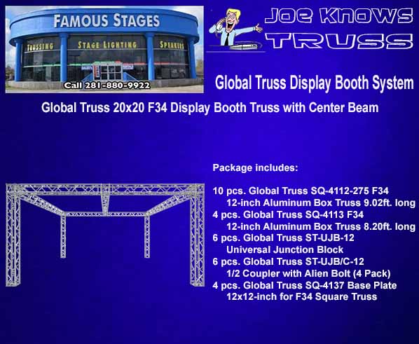 Global Truss 20x20 F34 Display Booth Truss with Center Beam