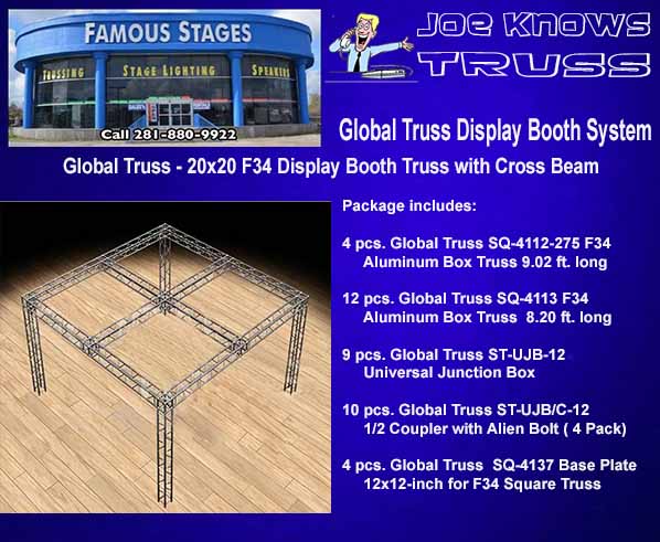 Stage Trussing System using Global Truss 20x20 F34 Display Booth Truss with Cross Beam