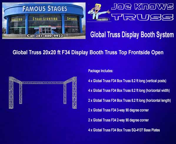 Global Truss 20x20 ft Square Trade Show Booth (Front Top Excluded) materials list