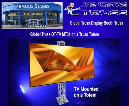 Mount an LED Smart TV on a Global Truss Totem Using a Global Truss-Dura Truss DT-TV MT34 TV Mount