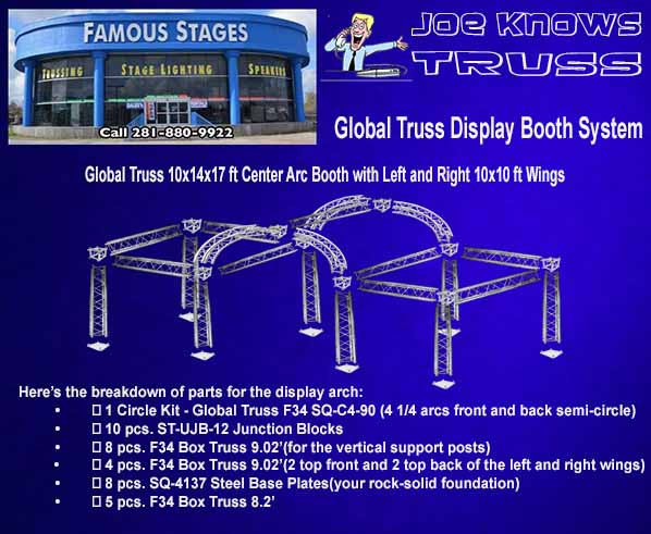 Global Truss 10x14x17 ft Center Arc Booth with Left and Right 10x10 ft Wings Package