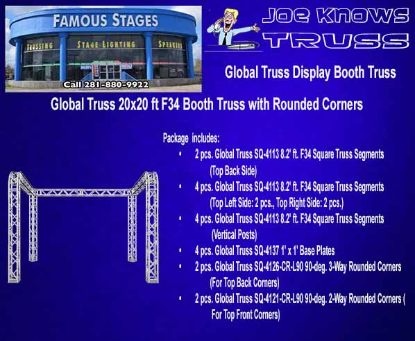 Global Truss 20x20 ft F34 Booth Truss with Rounded Corners Materials List