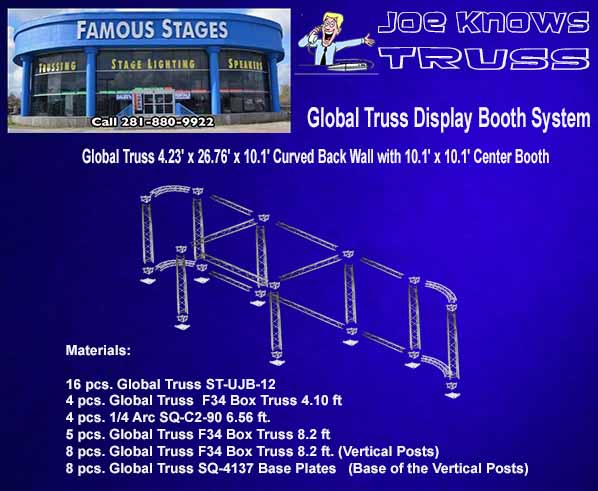 Global Truss 4.23' x 26.76' x 10.1' Curved Back Wall with 10.1' x 10.1' Center Booth