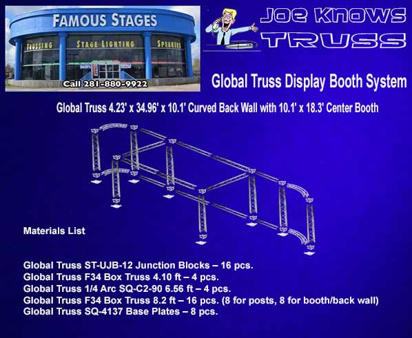 Global Truss 4.23' x 34.96' x 10.1' Curved Back Wall with 10.1' x 18.3' Center Booth Materials List