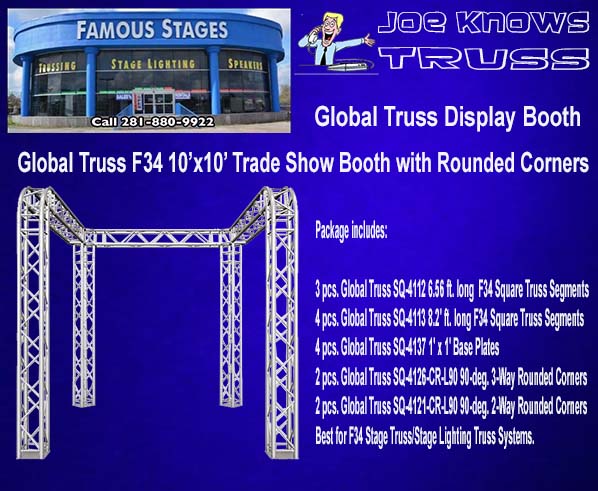 Global Truss 10'x10'x10’ U-shaped trade show booth F34 stage truss system