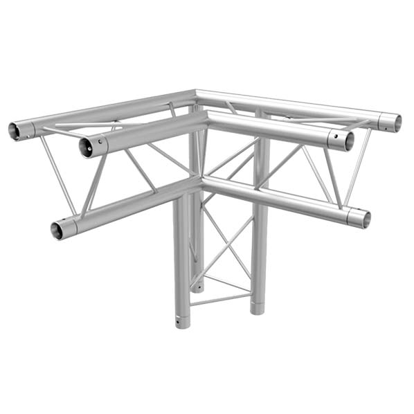 GLOBAL TRUSS F23 8.5" ALUMINUM TRIANGLE TRUSS TR96117-33-3WAY 90°CORNER-APEX DOWN RIGHT vertical up | Stage Truss
