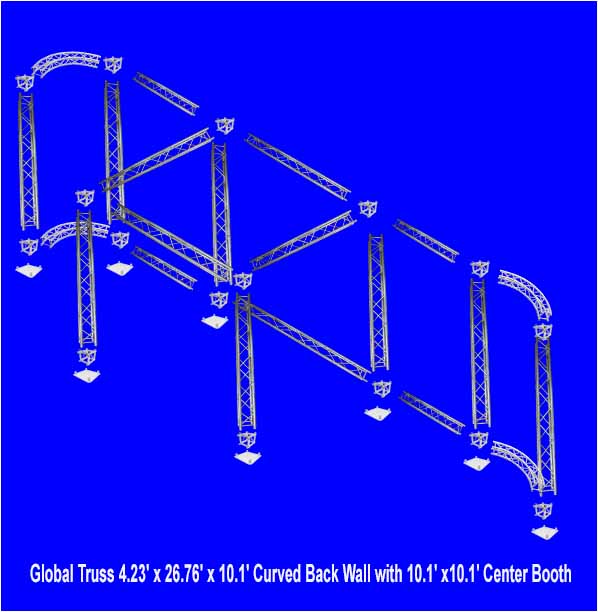 Global Truss 4.23' x 26.76' x 10.1' Curved Back Wall with 10.1' x 10.1' Center Booth