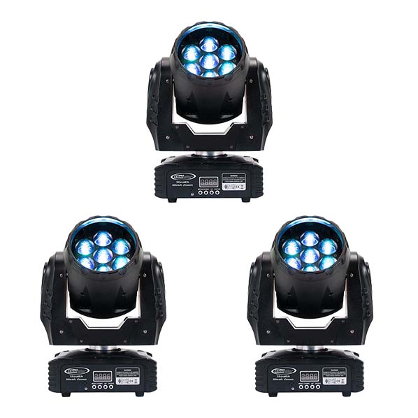 Eliminator Lighting Stealth Wash Zoom-ADJ-Pack of 3 for Stage Lights/Truss events
