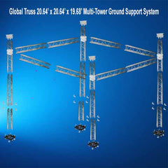 Global Truss 20.64’ x 20.64’ x 19.68’ Multi-Tower Ground Support System