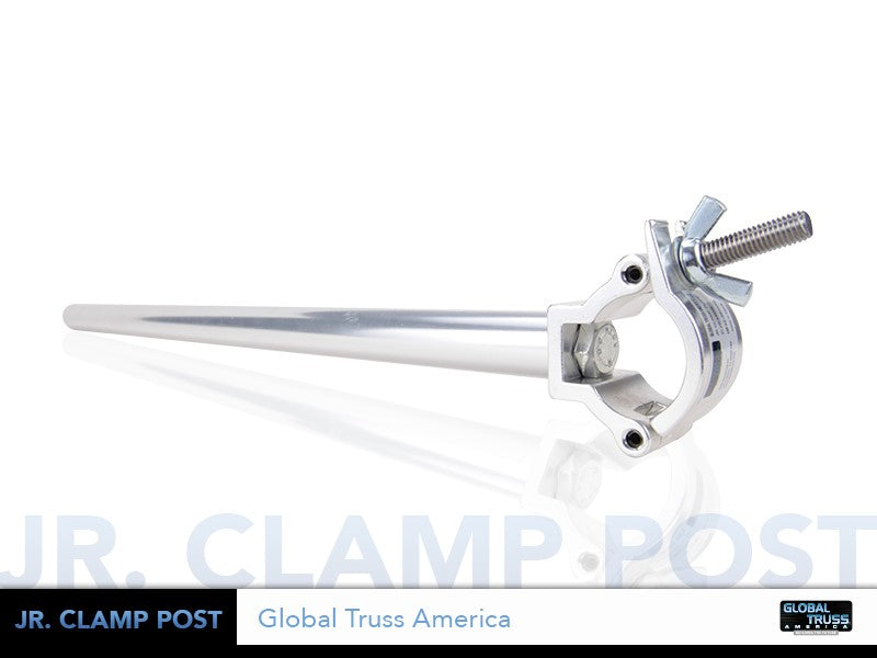 Global Truss Jr Clamp Post - 18" Aluminum Post w/ Clamp - Max Load 165Lbs. 800x600px