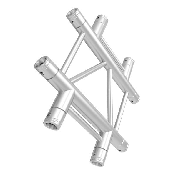 Global Truss F32 12in Aluminum I-Beam IB-4072H - Horizontal 4 Way Truss Corner-slant right down | Stage Truss