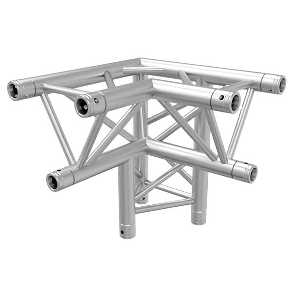 Global Truss F33 12 in Aluminum Triangle Truss Corner TR-4093DR - 3-WAY 90 RIGHT CORNER - APEX DOWN vertical up  | Stage Truss
